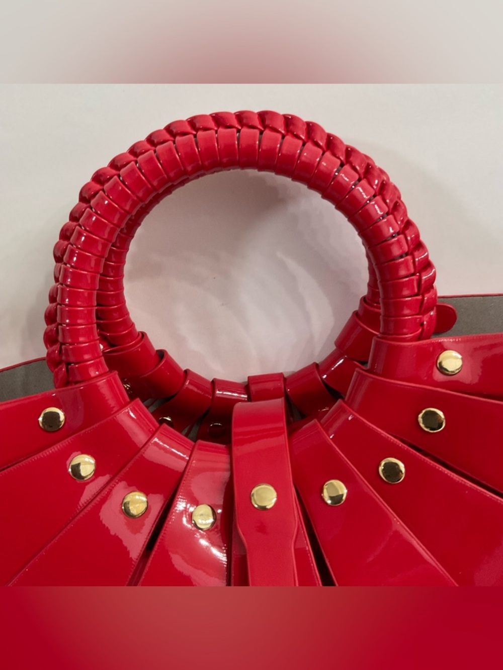 Red Faux Leather Handbag Crossbody Fashion Trendy - Picture 3 of 10